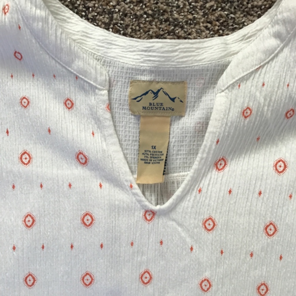 Women’s Blue Mountain 3/4 Sleeve Top Sz 1X - Picture 6 of 7